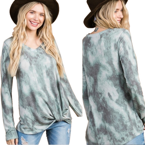Tie Dye front knot long sleeve top! NWT …